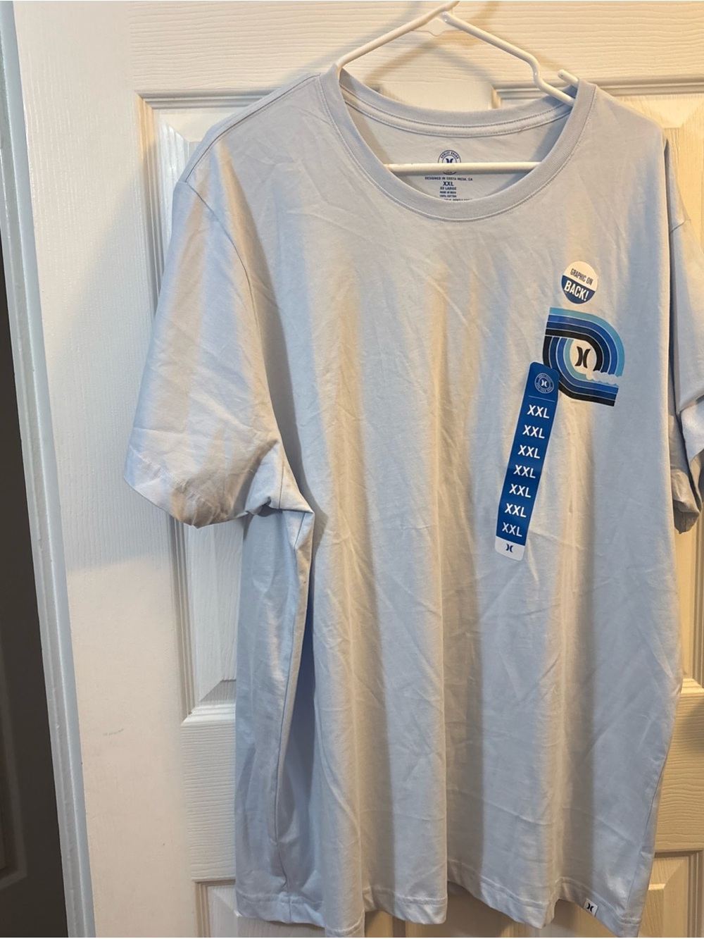 Hurley Light Blue Short Sleeve Graphic Tee with Blue Accents